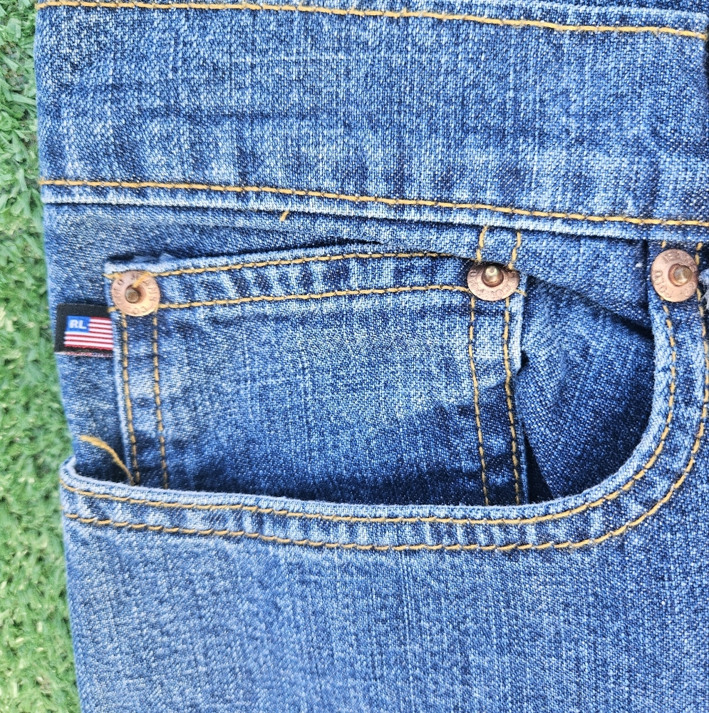 Vintage Polo Jeans Company Ralph Lauren Long Denim Skirt with Front Slit Size 12 - Picture 3 of 16